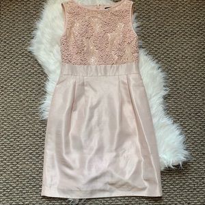 Tahari Pink Lace Satin Sleeveless Cocktail Dress
